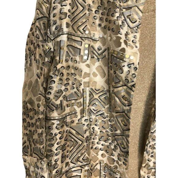 ios Women’s Size S Gold Animal Print Button Up Shirt With Gold Tank Set Sequins - Picture 5 of 9
